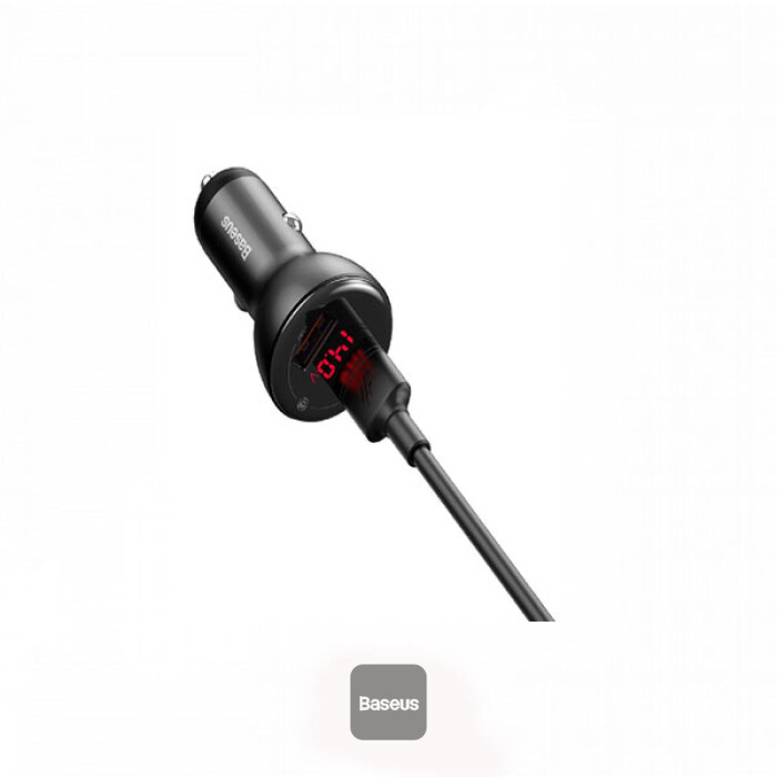 Baseus Digital Display PPS شاحن سيارة شاحن سريع مزدوج 45 وات