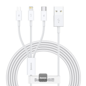 Baseus Superior Cable USB – Lightning / micro USB / USB Type 3,5 A 1,5m White