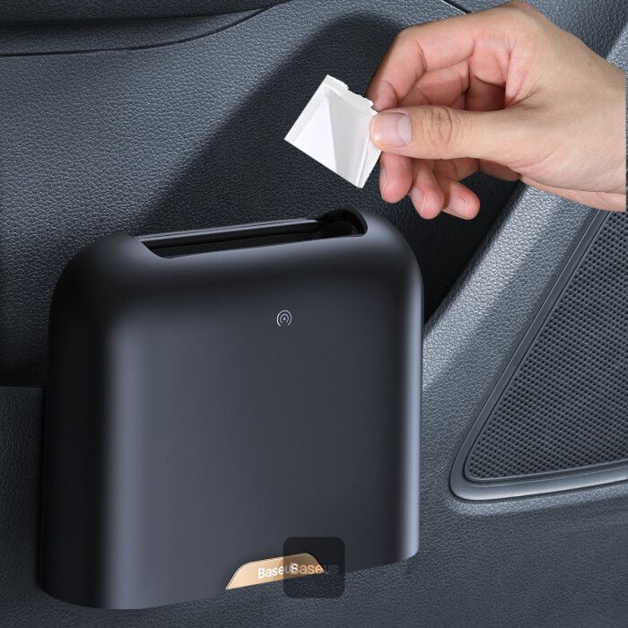 Baseus Smart Cleaner Auto Car Trash Can (Free Trash Bags 2 Rolls/60 Each) Black