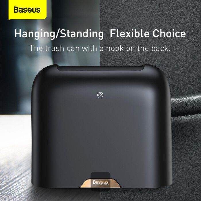 Baseus Smart Cleaner Auto Car Trash Can (Free Trash Bags 2 Rolls/60 Each) Black