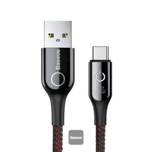 Baseus C-shaped Light Intelligent Power-off Type-C Cable 1M Black