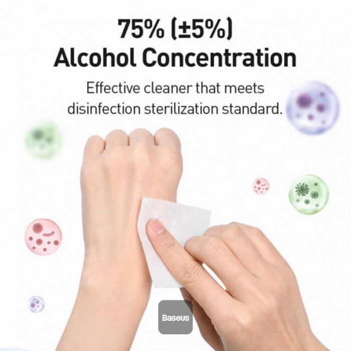 Baseus Disposable Alcohol Prep Pad 100+20 Pcs