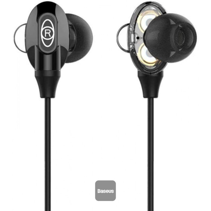 Baseus H08 Gamo Dual Driver Wired Earphone with Mic 3D Surround Stereo Sound Earpiece For Phone Support Movie/Gaming/Music