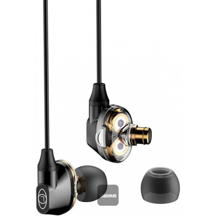 Baseus H08 Gamo Dual Driver Wired Earphone with Mic 3D Surround Stereo Sound Earpiece For Phone Support Movie/Gaming/Music