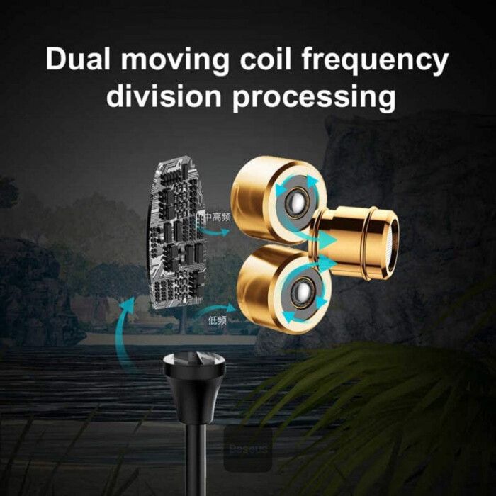 Baseus H08 Gamo Dual Driver Wired Earphone with Mic 3D Surround Stereo Sound Earpiece For Phone Support Movie/Gaming/Music