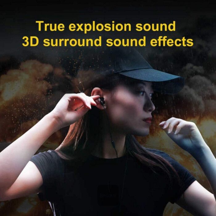 Baseus H08 Gamo Dual Driver Wired Earphone with Mic 3D Surround Stereo Sound Earpiece For Phone Support Movie/Gaming/Music