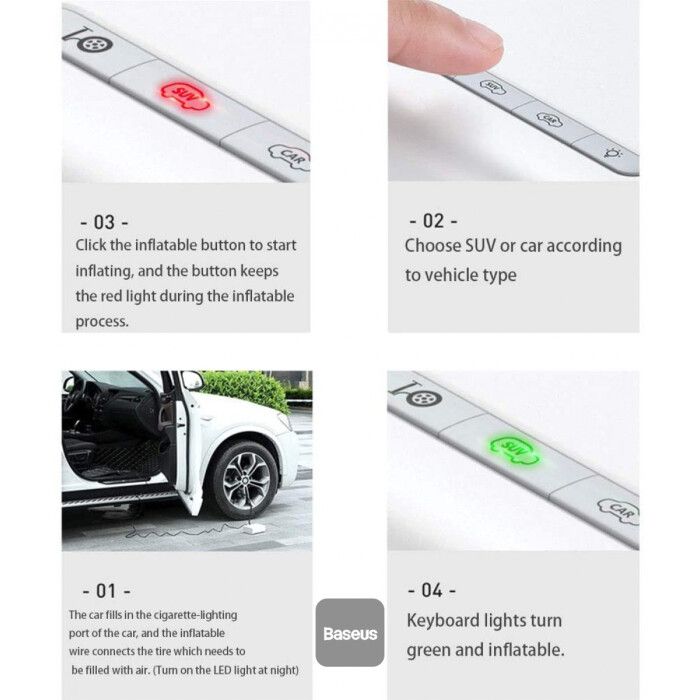Baseus Portable Tires Inflatable Air Pump Intelligent Car Air Compressor Mini Electric Tyre Inflator Compressors