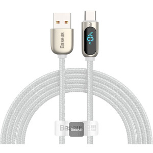 Baseus Display Fast Charging Data Cable USB to Type-C 5A 2m White