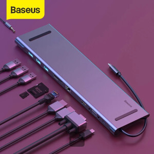 Baseus 11 في 1 HUB Enjoyment Series USB Type-C Docking Station رمادي
