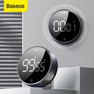 LED Magnetic Digital Kitchen Alarm Clock Electronic Countdown Timer Black 7.80x7.80x2.75cm