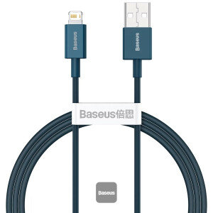 Baseus Superior Series USB to Lightning-Fast Charging Cable Data Transfer 2.4A for iPhone 13 12 11 Pro Max Mini XS X 8 7 6 5 SE iPad and More 2M Blue