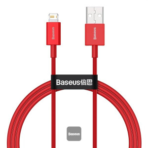 Baseus Superior Series USB to Lightning-Fast Charging Cable Data Transfer 2.4A for iPhone 13 12 11 Pro Max Mini XS X 8 7 6 5 SE iPad and More 2M Red