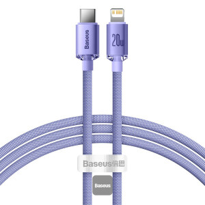 Baseus 20W PD Cable Crystal Shine Series Fast Charging Data Cable Type-C For iPhone 8 X XS XR 11 12 13 mini pro max 1.2M Purple
