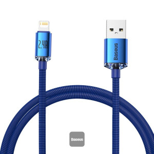 Baseus 2.4A USB Cable For iPhone 12 13 11 Pro Max X XR XS 8 7 iPad Cable Charging Charger USB Mobile Phone Cables 1.2m Blue
