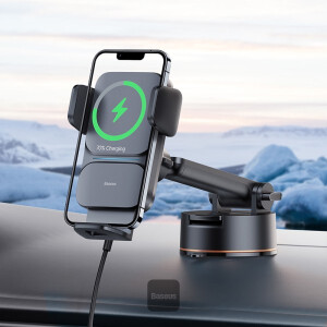 Baseus Qi 15W Wireless Car Phone Charger Holder Bracket Fast Charging Holder For iPhone 13 12 Samsung S21 Mobile Phone Black