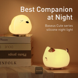 Baseus Cute series kitty silicone night light White