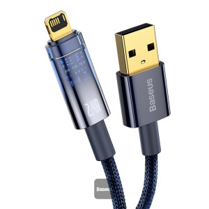 Baseus Explorer Series Auto Power-Off Fast Charging Data Cable USB to IP 2.4A 1m Blue