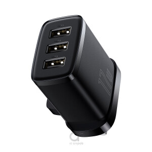 Baseus Compact Charger 3U/17W/UK - Mini Size - Smart Recognition Chips - Multiple Safety Protection  Black