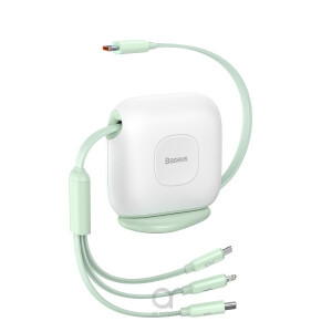 Baseus Traction Series Retractable 3-in-1 Fast Charging Cable (Fast charging easy to store 360° rotation Easy to stick on) White
