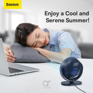 Baseus Serenity Desktop Fan تشغيل بلا ضوضاء /استخدام التعليق والحامل /تدفق هواء قوي /قابل للفصل والغسل أزرق
