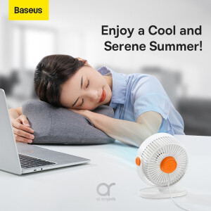 Baseus Serenity Desktop Fan تشغيل بلا ضوضاء /استخدام التعليق والحامل /تدفق هواء قوي /قابل للفصل وقابل للغسل أبيض