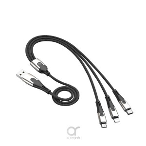 BRAVE Zinc 3 IN1 Braided Charging Cable 0.37cm /3.5A Fast Charge/IOS*TYPEC*Micro