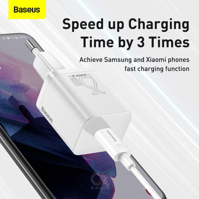 Baseus Super Si Quick Charger 1C 25W EU Sets (Cable TYPE