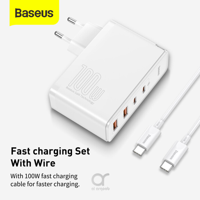 100W USB C Charger, Baseus 4-Port Type C Charging Station GaN Charger, Fast  USB-C