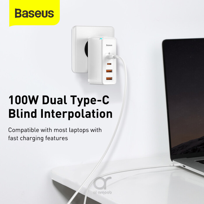 Baseus GaN2 Pro 100W 2 x USB + 2 x Type-C Ports Quick Charger with Type-C Cable, EU Plug white