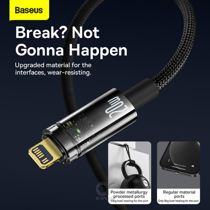 Baseus Cable Type-C to Lightning Explorer Series Auto Power-Off Fast Charging Data PD Cable Type-C to IP 20W 1m Black