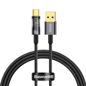 Baseus USB C Cable 100W 6A Fast Charging Auto Power-Off Type C Data Cable Anti-Bending Phone Cable
