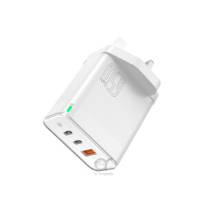 BRAVE 65W GaN Fast Dual Type-C + USB-A Charger Smart & Safe Protection Chip (Type-c to Lightning Cable 65W)