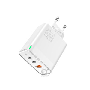 BRAVE 65W GaN Dual Type-C + USB-A Fast Charger Smart & Safe Protection Chip (Type-c to Lightning Cable)