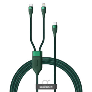 Baseus Flash Series One-for-two Fast Charging Data Cable Type-C to Lightning and USB C 100W 1.2m Green