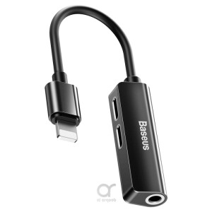 Baseus CALL52-S 3-in-1 iP Male to Dual iP & 3.5mm Female Adapter L52 أسود