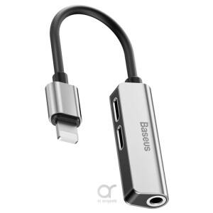 Baseus CALL52-S 3-in-1 iP Male to Dual iP & 3.5mm Female Adapter L52 Silver