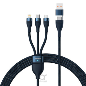 كابل Baseus Flash Series II USB Type C /USB Type A - USB Type C /Lightning /micro USB 100 W 1.2 m أزرق داكن