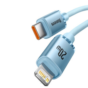 كابل Baseus Crystal Shine Series USB من النوع C - توصيل شحن سريع البرق 20 واط 1.2 متر أزرق