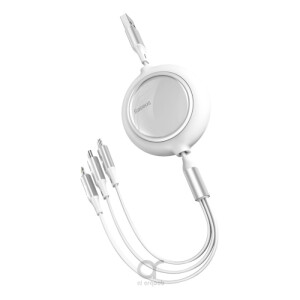Baseus Bright Mirror One-for-three Retractable Data Cable USB to M+L+C 3.5A 1.2m White