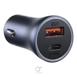 Baseus Golden Contactor Pro Dual Quick Charger Car Charger USB و Type C 40W - رمادي غامق