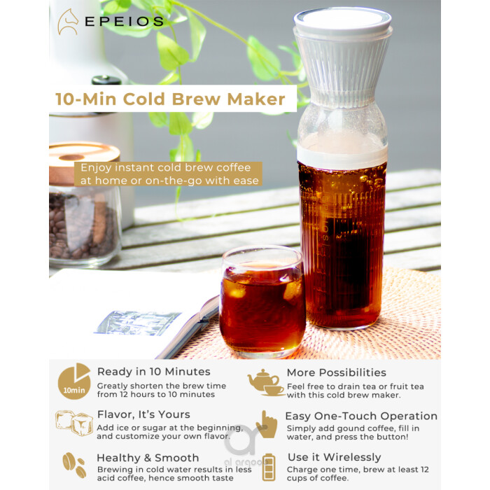 EPEIOS HummingBird Electric Cold Brew / Iced Tea Coffee Maker 10 Minutes High Quality Cold Brew 350ml