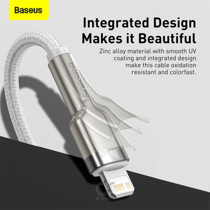 Arqoob - Baseus Cafule Series Metal Data Cable Type-C to Lightning iPhone  PD 20W 2m - White