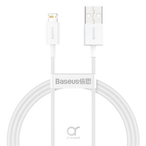 Baseus Superior Series USB to Lightning-Fast Charging Data Transfer 2.4A for iPhone 13 12 11 Pro Max Mini XS X 8 7 6 5 SE iPad والمزيد 1 متر أبيض
