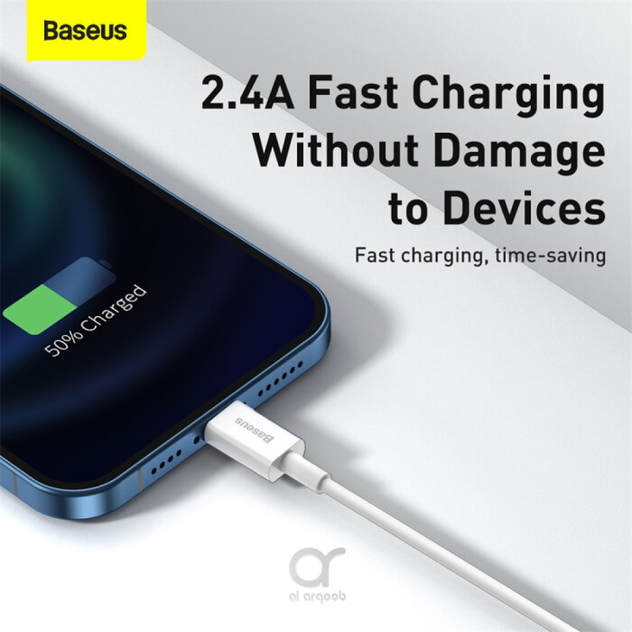 Brand: Baseus Name: Baseus Superior Series Fast Charging Data Cable USB to iP 2.4A Material: ABS+TPE Color: Black/White/Red/Blue Current: 2.4A Transmission speed: 480Mbps Length:  1m