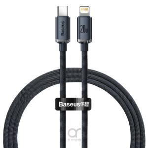 Baseus 20W PD Cable Crystal Shine Series Fast Charging Data Cable Type-C For iPhone 8 X XS XR 11 12 13 mini pro max 1.2M Black