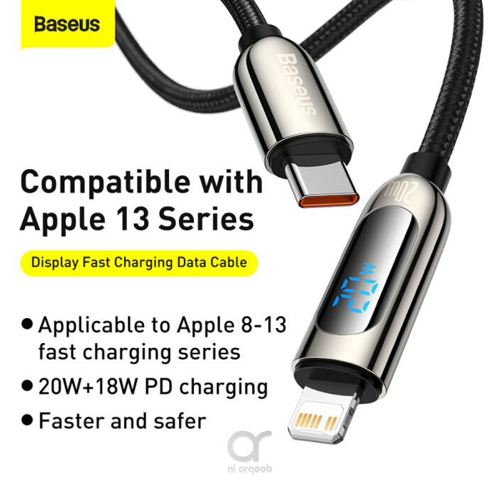 Baseus Display Fast Charging Data Cable Type-C to Lightning 20W 1M - BlackBaseus Display Fast Charging Data Cable Type-C to Lightning 20W 1M - Black