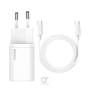 Baseus 25W USB C Charge PD Fast Charging Portable Phone Charger For Samsung S20 S21 Super Si USB C Charger Type C Fast Charger wit Cable White