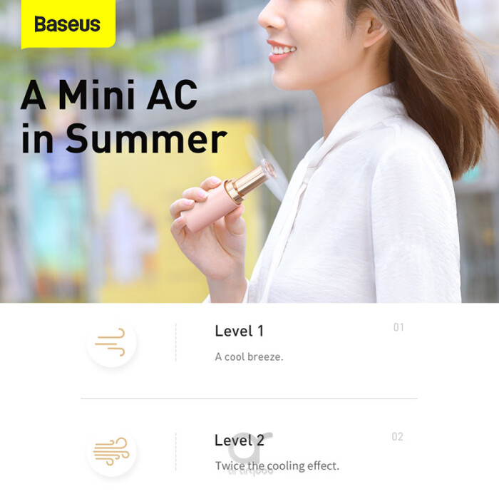 Baseus Tube Mini Portable Fan Pink