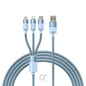 Baseus StarSpeed 1-for-3 Fast Charging Data Cable USB to M+L+C 3.5A 1.2m Blue