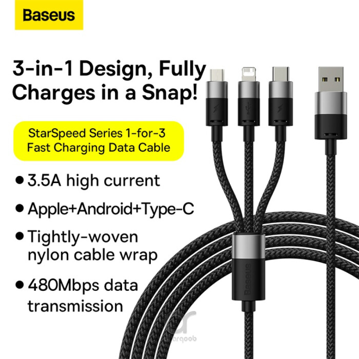 Bundle 2 (Baseus Desktop Biaxial Foldable stand for Phone + Baseus StarSpeed 1for3 Fast Charging Data Cable + BRAVE Power Strip Box 15W Wireless Charger)